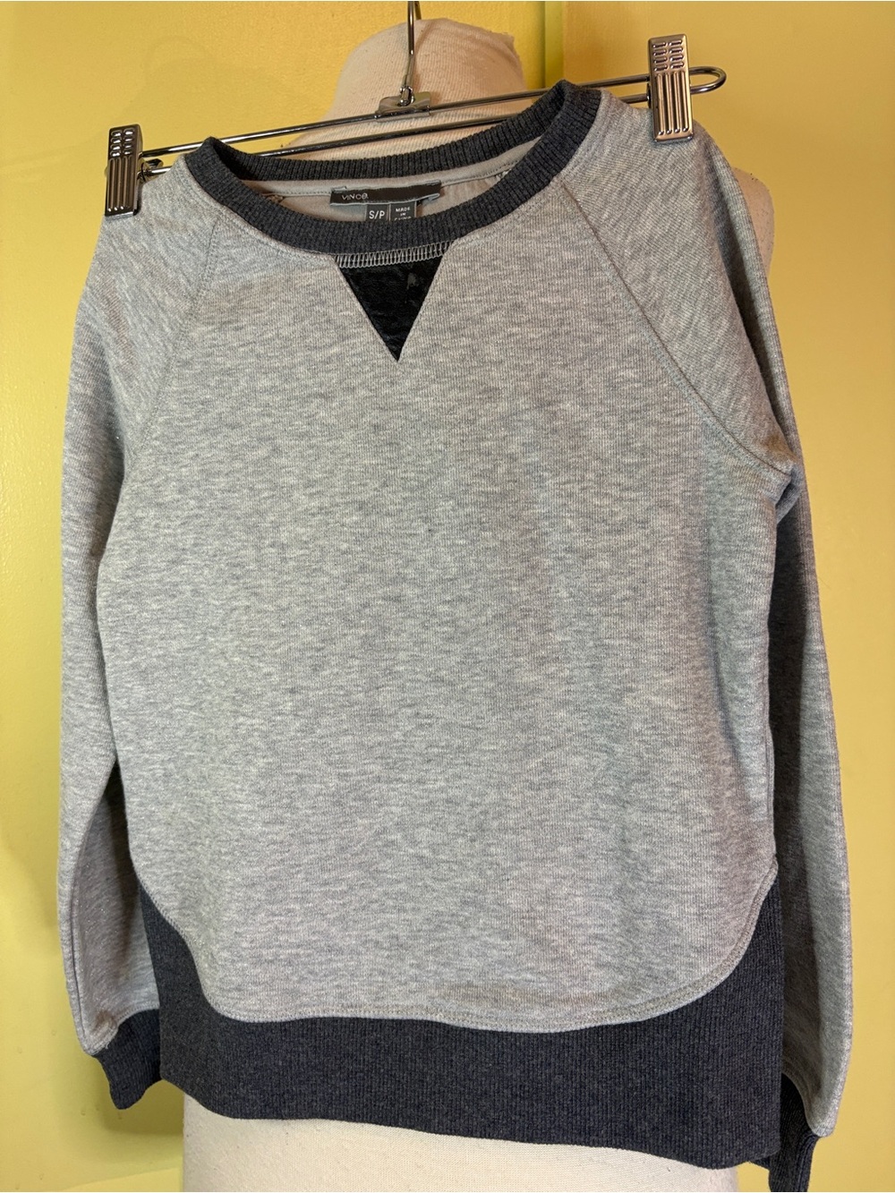Vince Men's Crewneck Sweater in Heather Gray with Black Trim